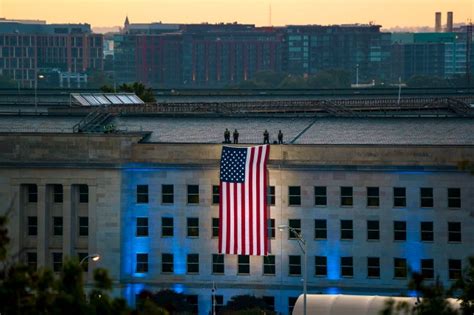 Pentagon Lights Up With Us Flag As Dawn Breaks On 911 Anniversary