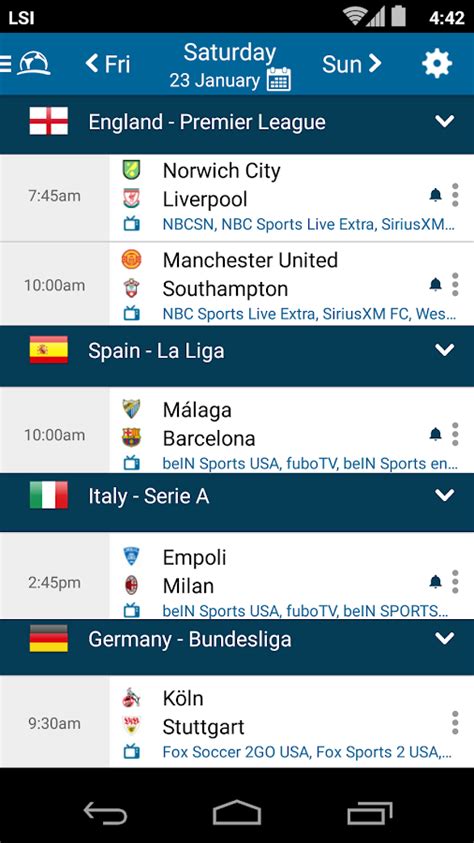 No matter where you are and what time it is, this football streaming app brings you a number of football matches right on your mobile screen. Live Football TV Schedules App - Android Apps on Google Play
