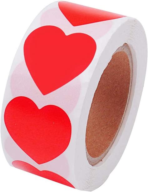 Kuou 500 Pcs Heart Shape Stickers Matte Red Self Adhesive Heart Shape