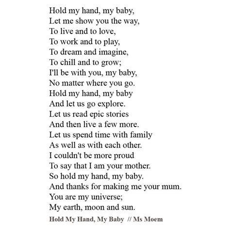 Hold My Hand My Baby Ms Moem Poems Life Etc Mom Poems Baby
