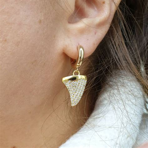 Pave Shark Tooth Earrings By Misskukie Notonthehighstreet Com