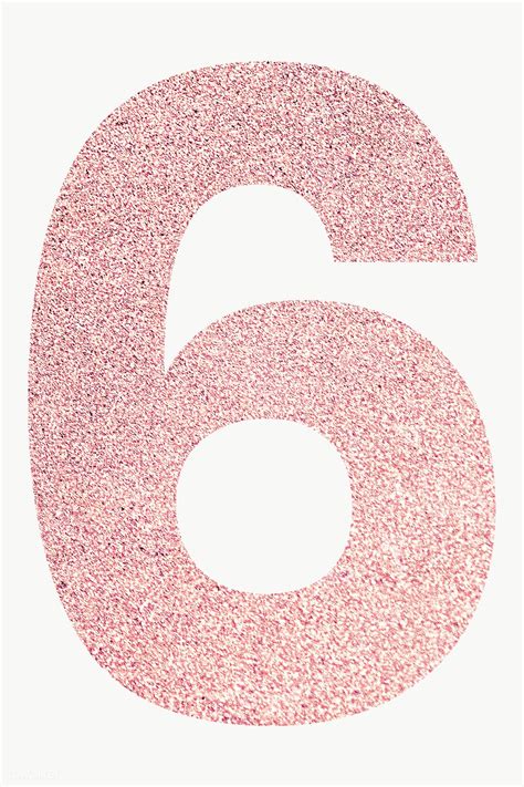 Glitter Rose Gold Number 6 Typography Transparent Png Free Image By