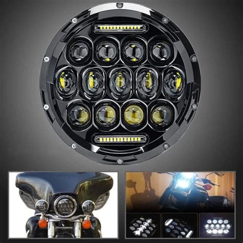 7 Led Black Headlight For Kawasaki Vulcan Vn 500 750 800 900 1500 1600