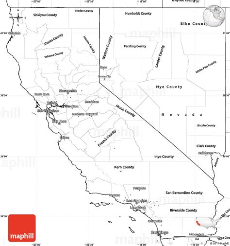 Blank Simple Map Of California