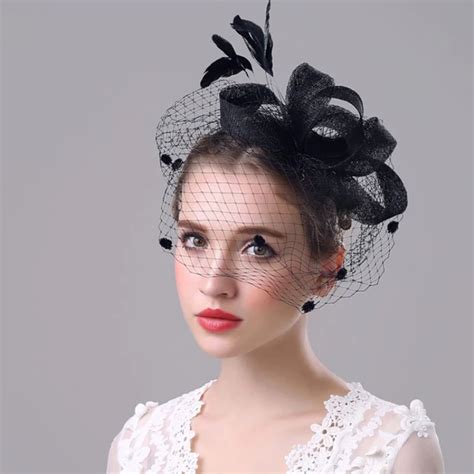 Ht1776 Elegant Feather Fascinator Women Big Headband Fedora Hats