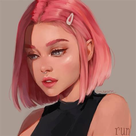 Digital Portrait Art Digital Art Girl Digital Painting Girl With Pink Hair Pink Girl Pink