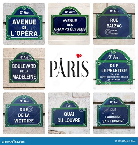 Paris Street Sign Collage Stock Photo Image 51581546