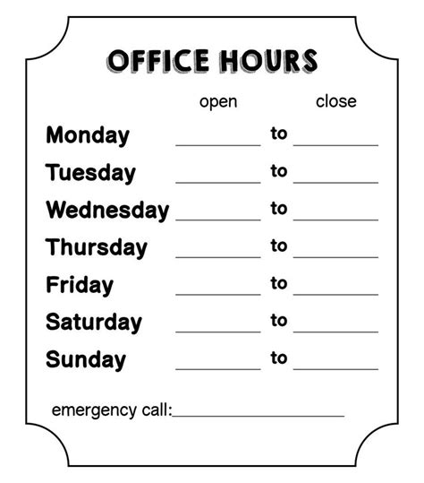 Office Hours Sign Template Printable in 2021 | Business hours sign ...