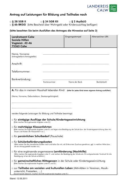 Versicherungen mietvertrag: Antrag auf leistungen für bildung und teilhabe landratsamt karlsruhe