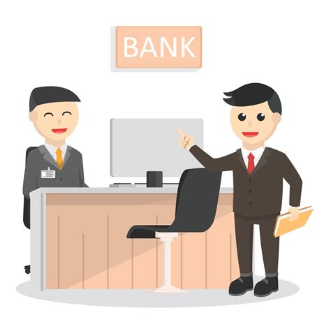 bank teller serve businessman design character on white background