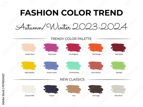 Fashion Color Trend Autumn Winter 2023 2024 Trendy Colors Palette