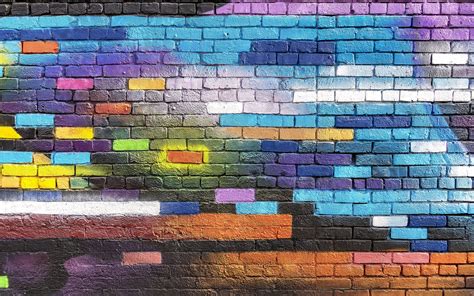 Download Wallpaper 3840x2400 Wall Brick Colorful Paint