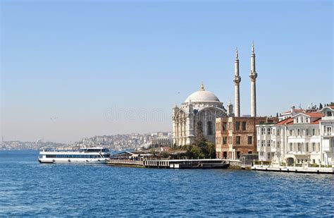 Ortakoy Mosque On Bank Of Bosphorus Istanbul Turkey Stock Image
