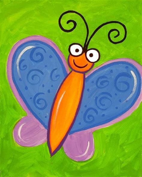 This kids canvas painting helps them to explore their inner creativity. Butterfly acrylic painting | Butterfly painting, Butterfly ...