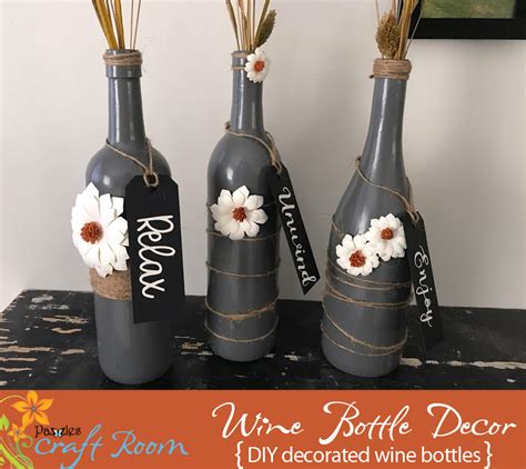 Loraine loves arts and crafts and used to volunteer at an elementary art class. Wine Bottle Home Decor - Pazzles Craft Room