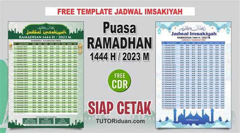 Free Template Jadwal Imsakiyah Puasa Ramadhan 1444 H 2023 Coreldraw