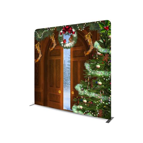 Door Step Christmas Photography Straight Tension Fabric Media Wall