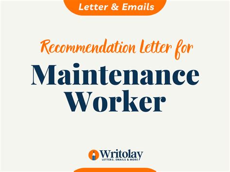 Maintenance Worker Recommendation Letter Template Writolay