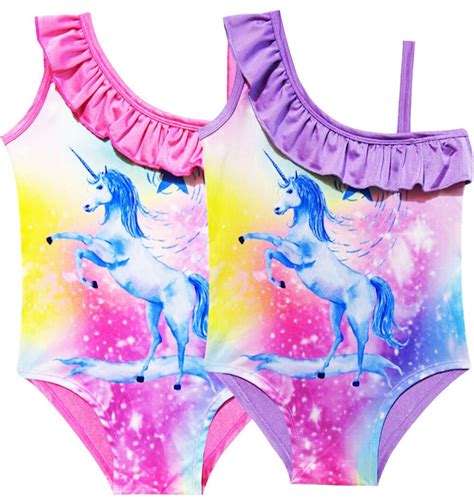 Rainbow Unicorn Kids Swim Wear For Girls 2018 Cute Pony Swimsuit 1pc