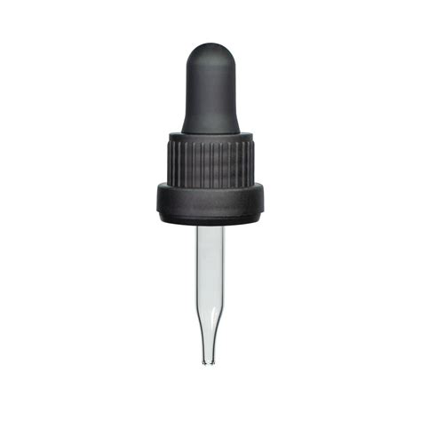 18 415 Black Glass Dropper With Tamper Evident Seal 58mmheavy Duty