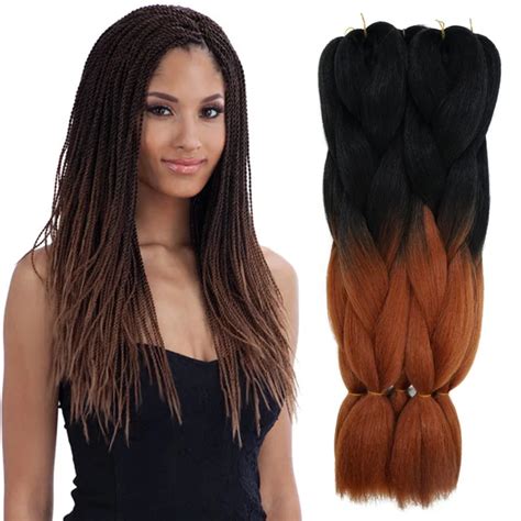 Ombre Kanekalon Dark Brown Jumbo Braiding Hair Colors 24 100g African American Synthetic