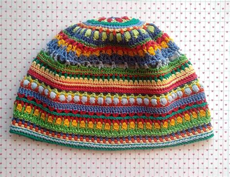 Colorful Cotton Beanie Unisex Stripes Hat Hippie Crochet Etsy