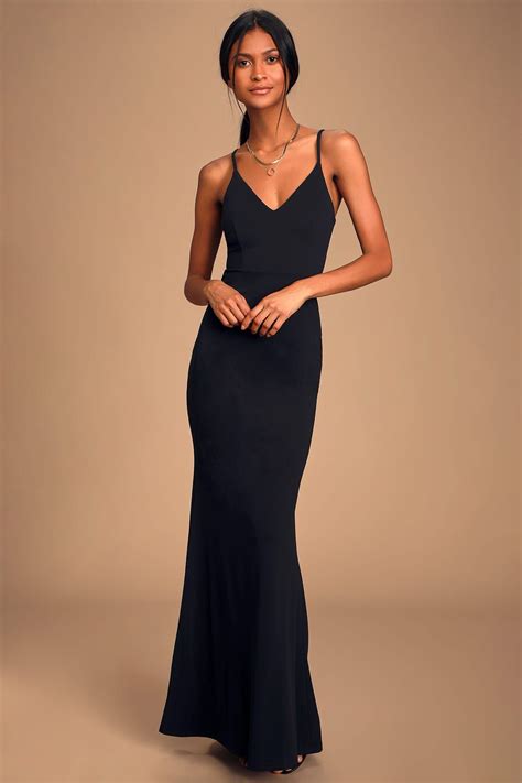 Moments Of Bliss Black Backless Mermaid Maxi Dress | Black dresses ...