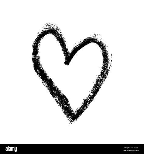 Grunge Hand Drawn Chalk Heart Valentine Day Print Vector Grunge