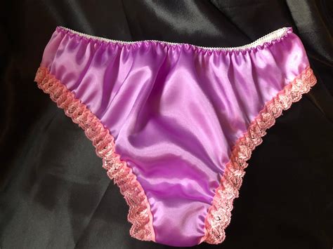Lilac Satin Sissy Panties Thong With Lace Trim For Men All Etsy