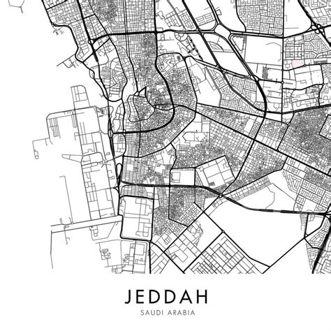 A Black And White Map Of The City Of Jeddah In Jordan Jordan