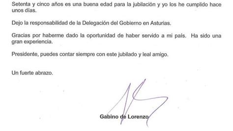 Así Es La Carta De Dimisión Que Gabino De Lorenzo Envió A Rajoy La