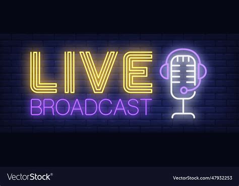 Live Broadcast Neon Sign Royalty Free Vector Image