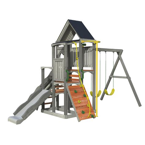 Jack And June Haven Cedar Playset With Swings Slides And Accessories