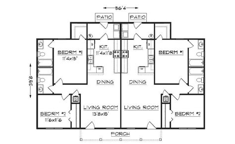 Duplex J942d Floor Plan Beach House Floor Plans Round House Plans