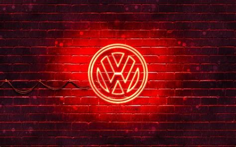 Download Wallpapers Volkswagen Red Logo 4k Red Brickwall Volkswagen