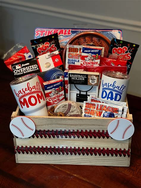 Baseball Themed Basket In 2021 Auction Gift Basket Ideas Mom Gift