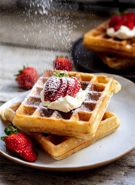 The Best Belgian Waffle Recipe Brussels Waffle Baking With Butter
