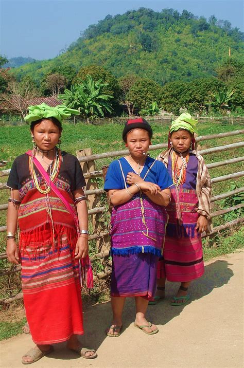 The Karen Hill Tribe Ethnic Minority Group In A Traditional Village