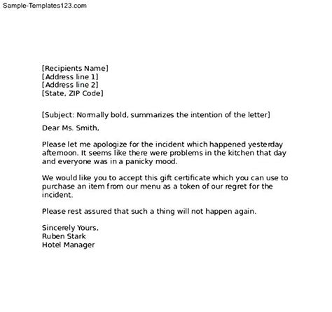 Here is the hotel apology letter sample. Free Hotel Apology Letter - Sample Templates - Sample ...