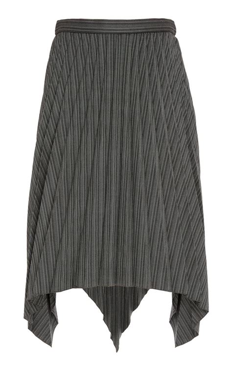 Acne Studios Skirts Ilisie High Waisted Pleated And Striped Wool Blend