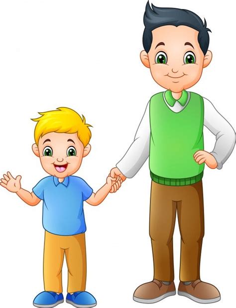 Niño De Dibujos Animados Con Su Padre Co Premium Vector Freepik