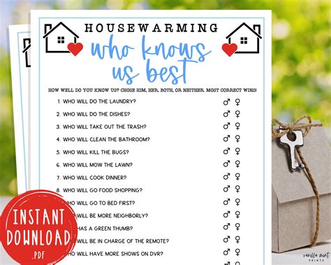 Housewarming Party Games Who Knows Us Best Fun Etsy