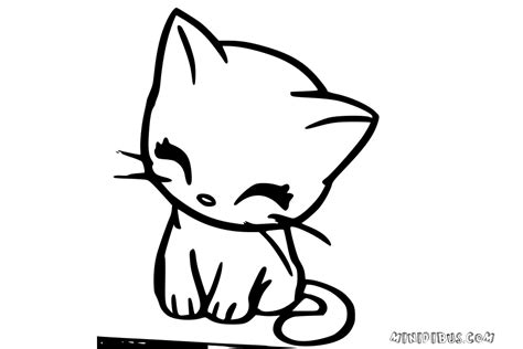 Dibujo Para Colorear De Un Gato Kawaii Tierno Minidibus