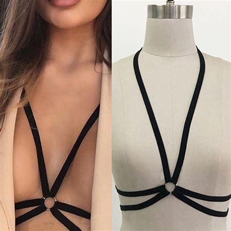 Women Fashion Sexy Bandage Harness Elastic Cage Bra Strappy Hollow Out