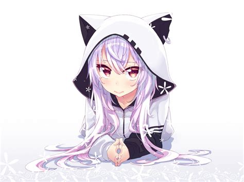 Desktop wallpaper azuma lim, anime girl, white hoodie, hd ...