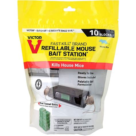 Victor® Fast Kill® Mouse Poison 10 Bait Blocks And 1 Refillable Bait