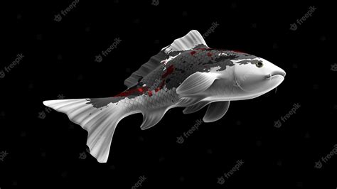 Premium Photo Colorful 3d Rendering Koi Fish With Black White And Red