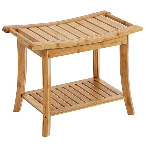 Buy Songmics Bamboo Shower Bench Seat Portable Spa Bathing Stool With