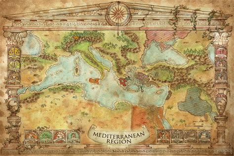 Artstation Mediterranean Region Map Francesca Baerald Map Painting