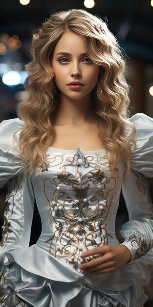 Premium Ai Image Stunning Blonde Girl Posing With Exquisite Facial